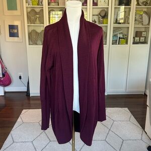 RD Style Sonole Open Drape Cardigan in burgundy EUC